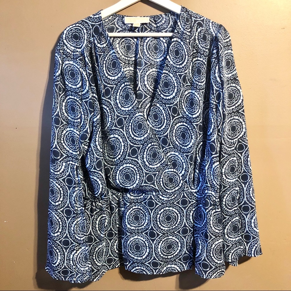 Michael Kors Blue Printed Boho Blouse